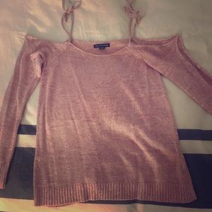 American Eagle off shoulder pink sweater